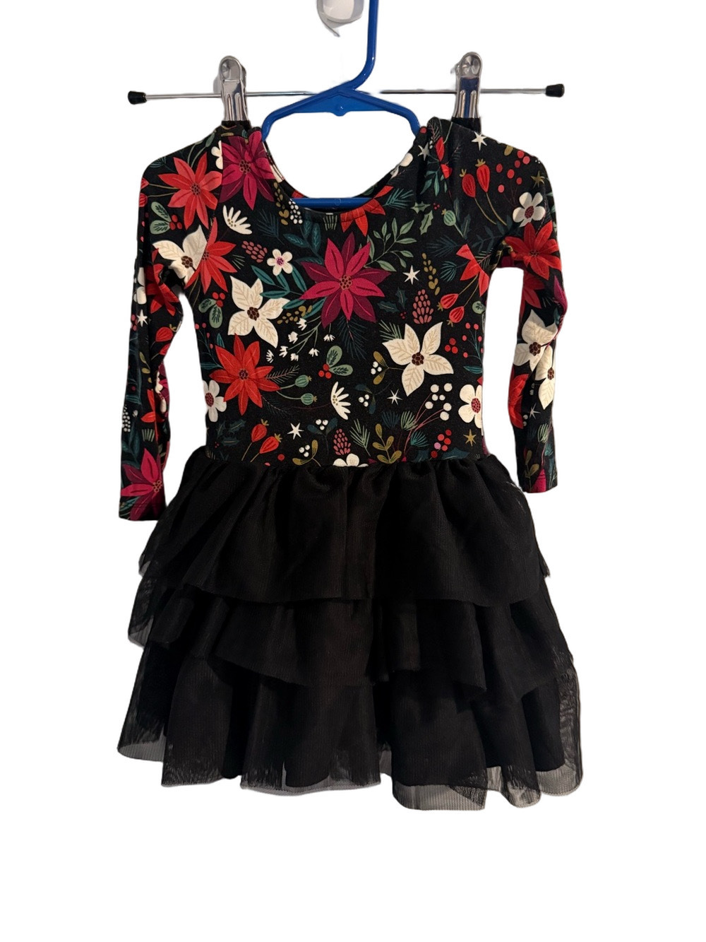 Little Sleepies Play 2T Holiday Poinsettia Tulle Dress Bamboo Christmas Floral